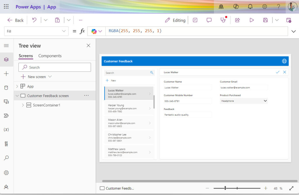 Create a canvas app from an Excel