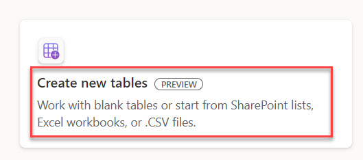 Create a canvas app from an Excel using start with data