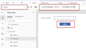 Set Label Text on a Button Click Power Apps