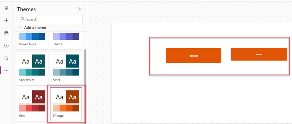 Apply a Theme to Powe Apps Canvas App