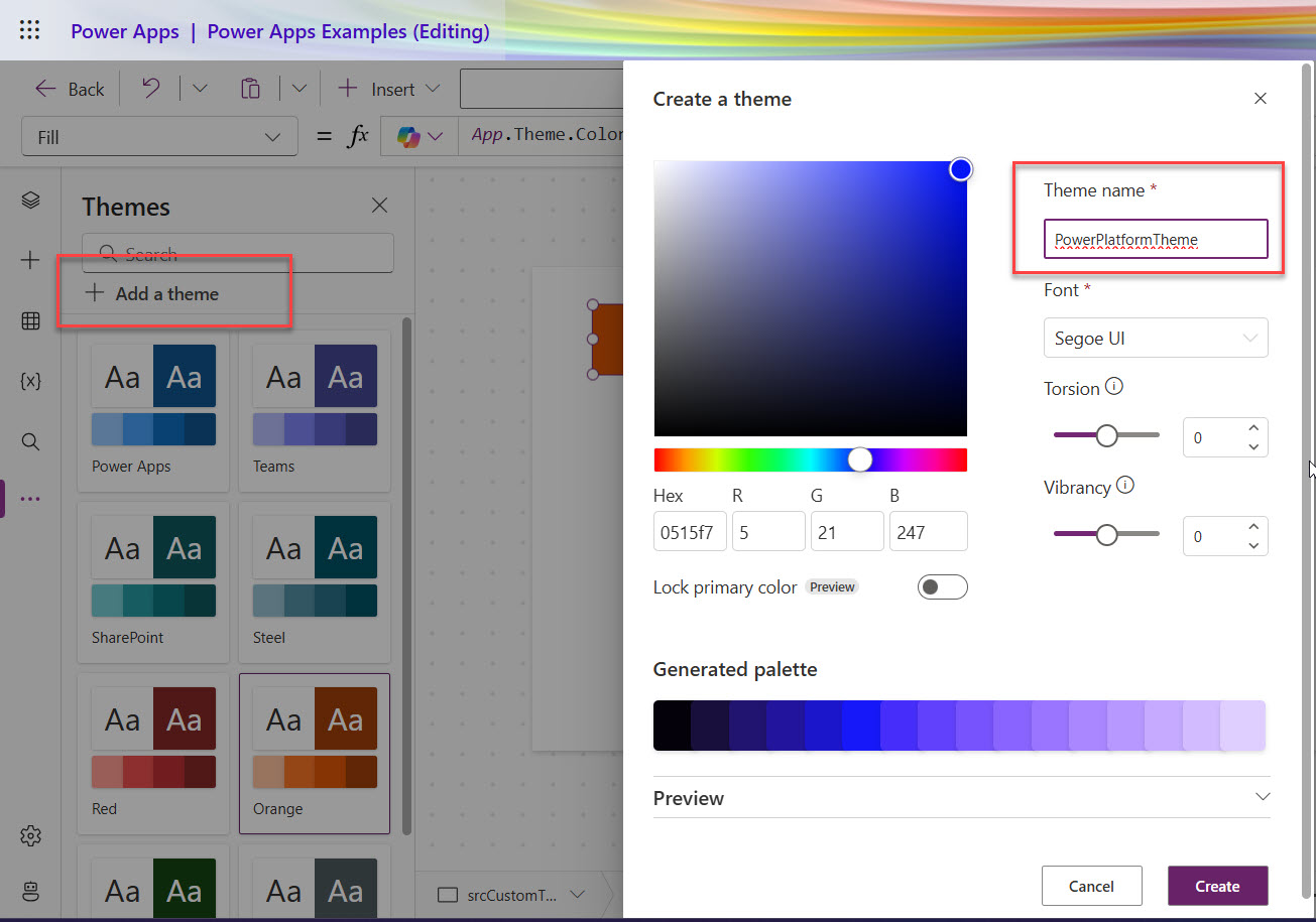 Create a Custom Theme in Power Apps