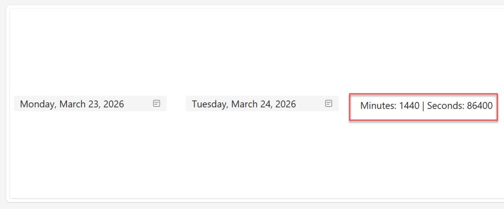 Power Apps date difference in minutes and seconds