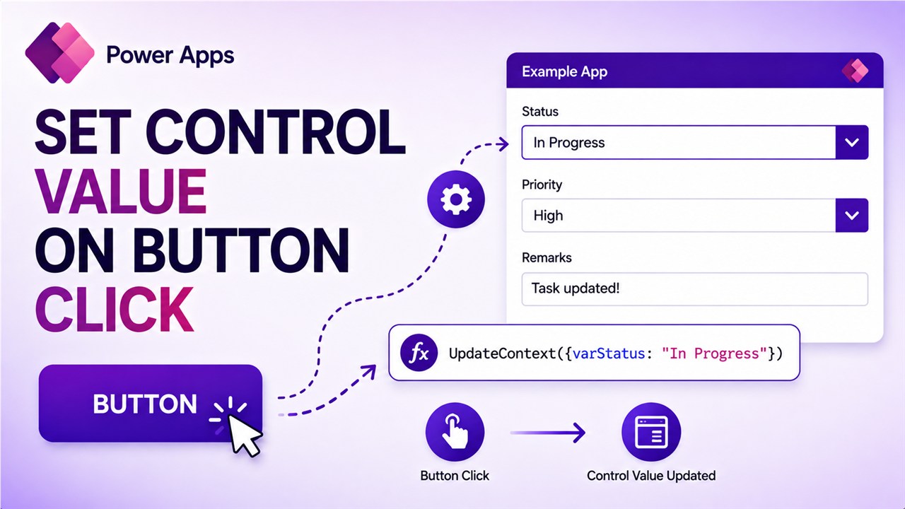 How to Set Control Value in Button Click on Power Apps