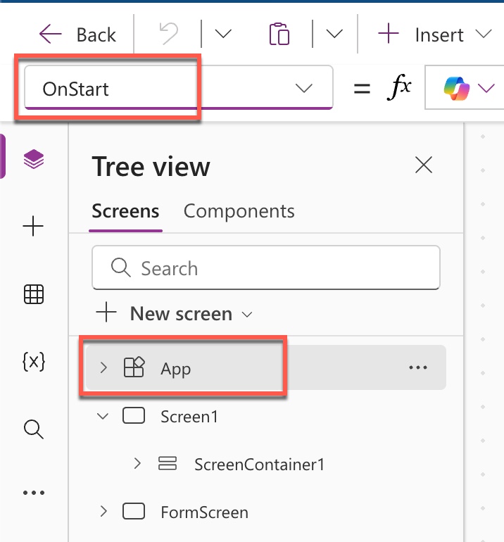 OnStart Property in a Power Apps