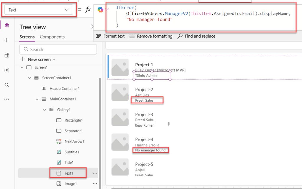 How to Display Manager Name and Email in a Power Apps Gallery