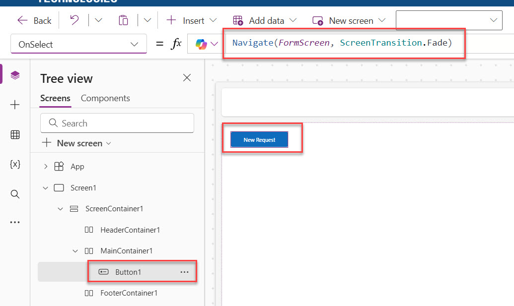 Power Apps Navigate Function