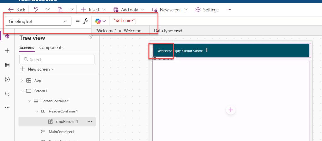 Power Apps component input properties examples
