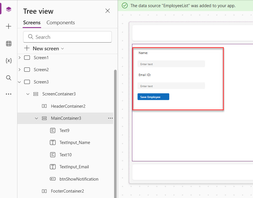power apps notify function with form submission example