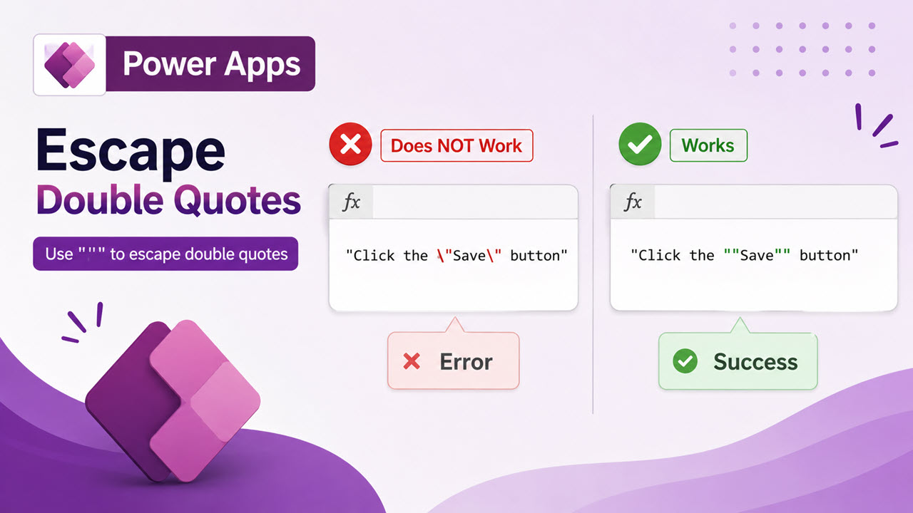 Escape Double Quotes in Power Apps
