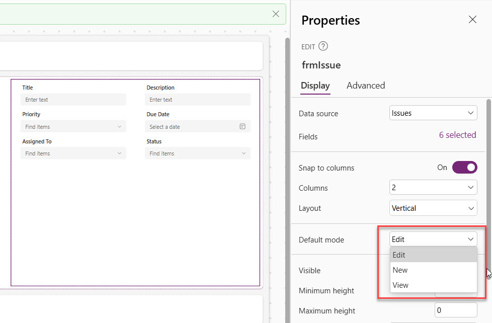 Power Apps modern controls form example
