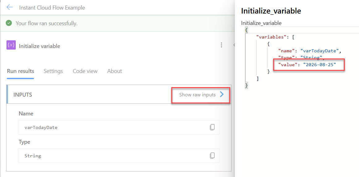 Power Automate Set a Variable to Today's Date
