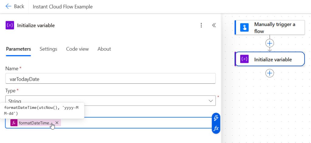 Set a Variable to Today's Date in Power Automate
