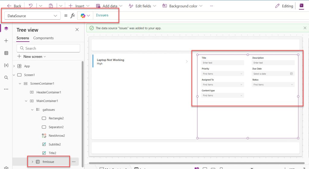 create Power Apps form with modern controls