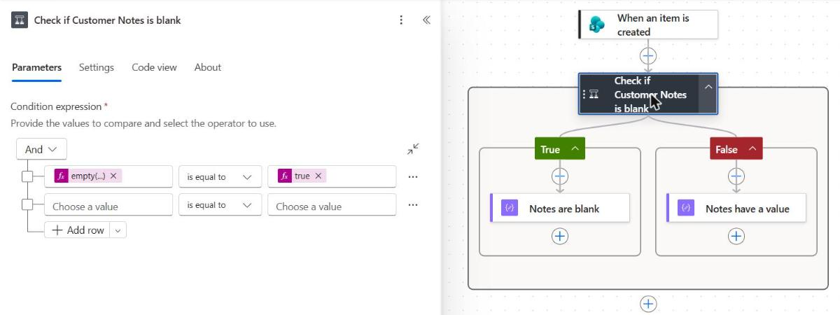 Power Automate condition if blank using empty() is equal to true in the new designer